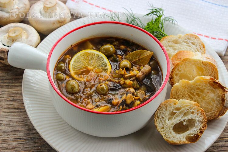 Грибная солянка из свежих шампиньонов