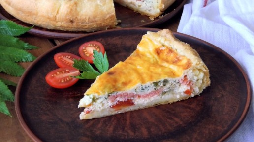 Пирог-киш с красной рыбой