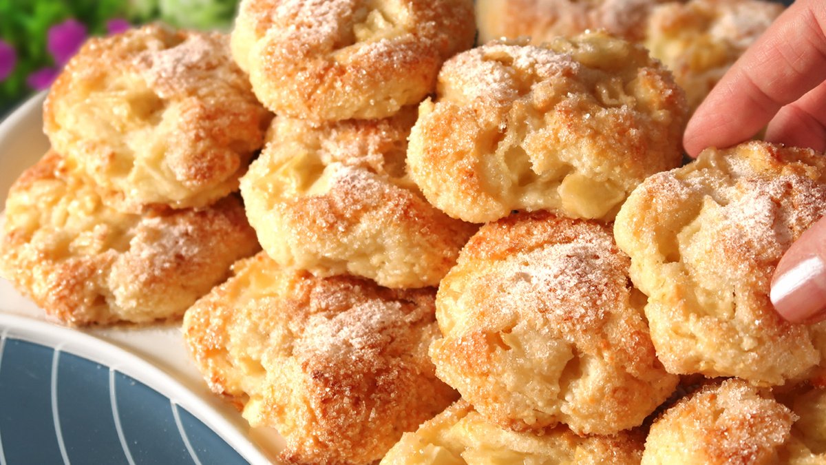 Нежное печенье с творогом и яблоками за считанные минуты